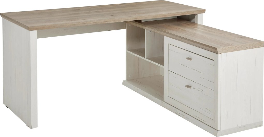 XXXLutz ROHOVÝ PÍSACÍ STÔL, sivá, biela, 160/145,3/76 cm Hom`in - Kancelárske stoly - 000003000155