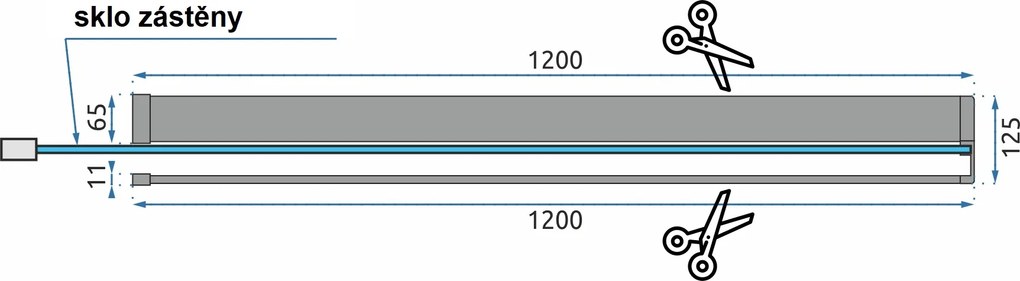 Sprchová zástena BLER 90 cm s policou a vešiakom na uteráky - čierna matná - číre sklo
