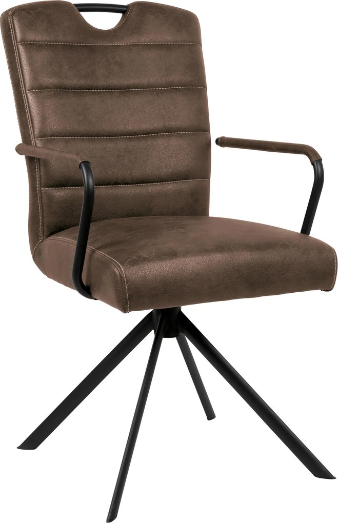 XXXLutz STOLIČKA S PODRÚČKAMI, mikrovlákno, hnedá, čierna Ambia Home - Stoličky - 002403007804