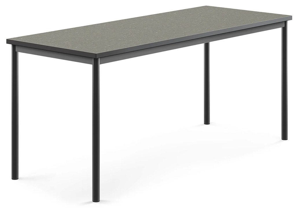 Stôl SONITUS, 1800x700x760 mm, linoleum - tmavošedá, antracit