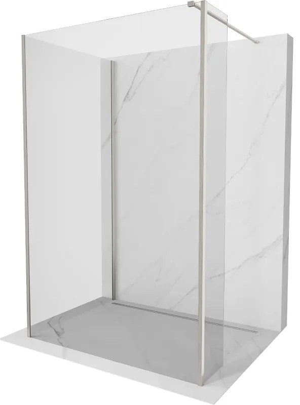 Mexen Kioto, 3-stenová sprchová zástena Walk-In Walk-in 135 x 70 x 40 cm, 8mm číre sklo, brúsená oceľ profil, 800-135-070-221-97-00-040