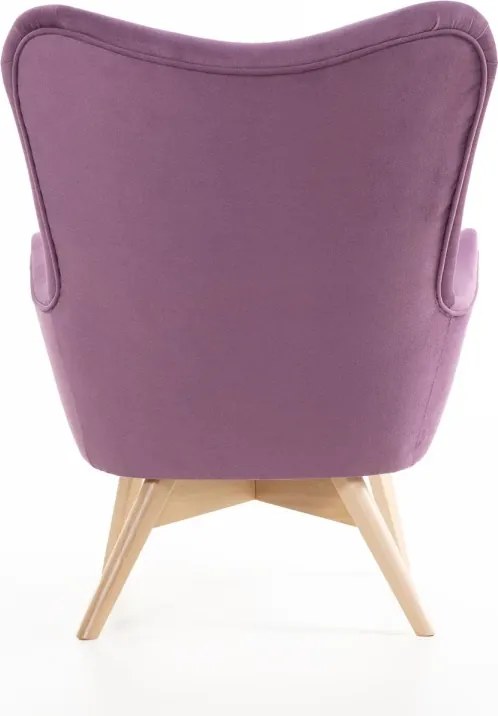 Kreslo Picolo s podnožkou, fialová / prírodná (ART 14861)