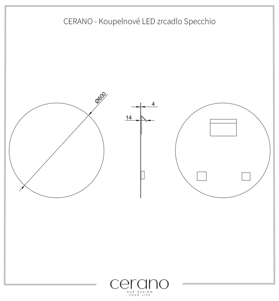 Cerano Specchio, kúpeľňové zrkadlo Ø 60 cm, CER-CER-429190