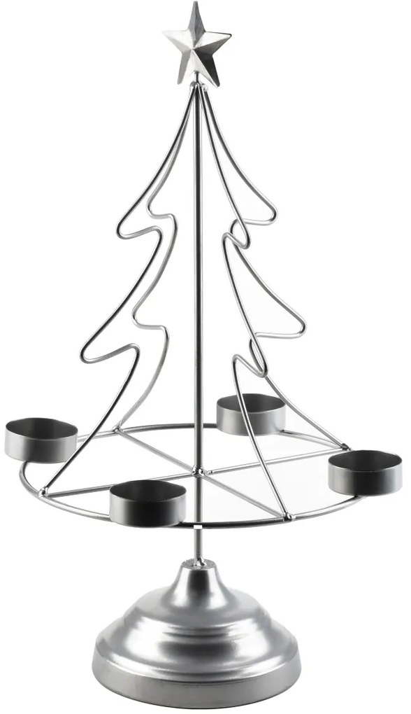 Vánoční svícen Br4on SANTA LILA 38 cm stříbrný