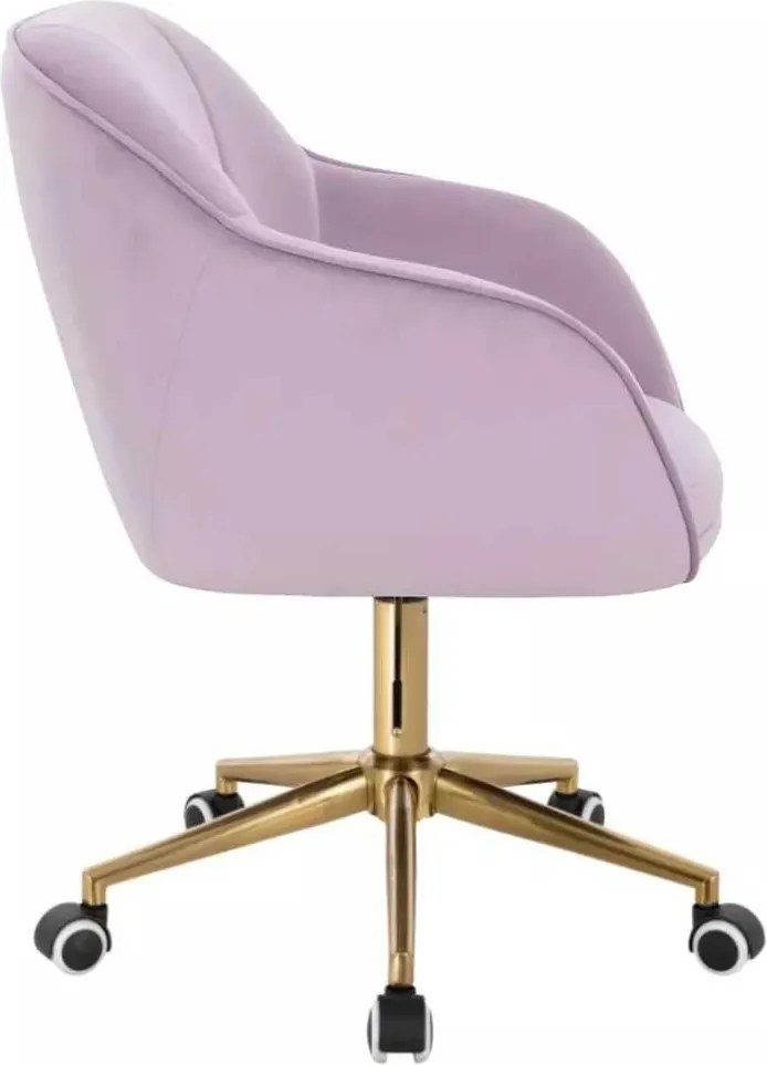 LuxuryForm DESIGN Stolička AVOLA VELUR na zlatej podstave s kolieskami - levanduľa