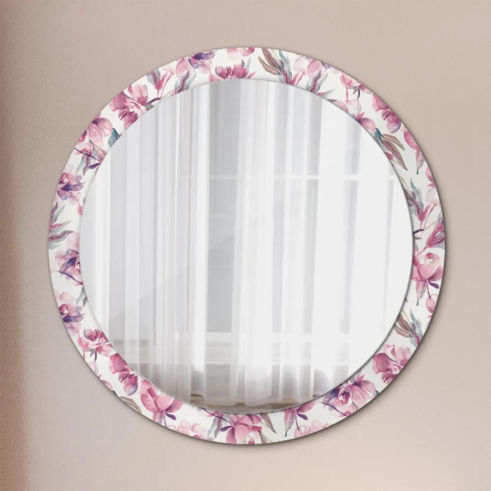 Okrúhle ozdobné zrkadlo Kvety pivoniek fi 90 cm