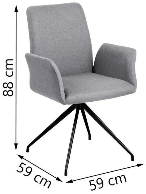 Moderná otočná stolička GIRONA 59 cm svetlosivá