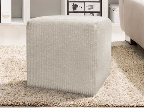 Taburet Bali, 40x40 cm, svetlo béžová štruktúrovaná látka%