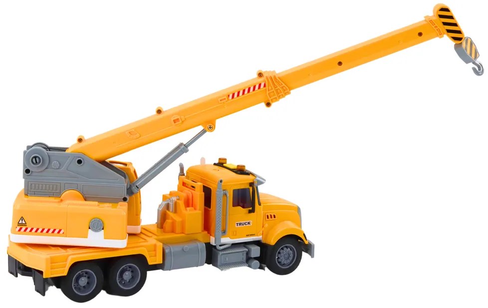 LEAN TOYS Nákladné auto so žeriavom, svetelné a zvukové efekty - žltá