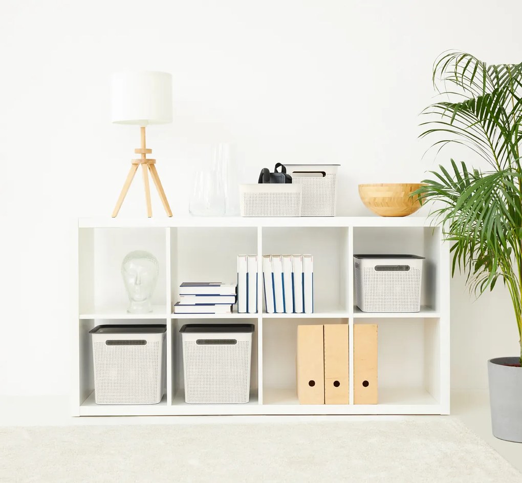 Úložný box s rúčkami BRISEN 16 l, 36 x 26,2 x 21 cm, biely S vekom / Bez veka: Bez veka