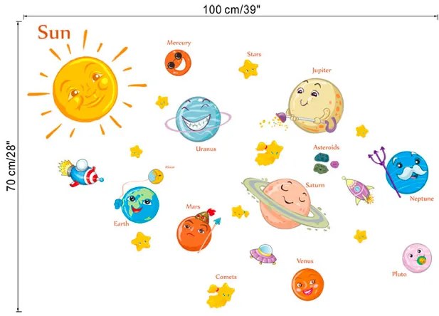 Samolepka na stenu "Slnečná sústava" 70x100cm