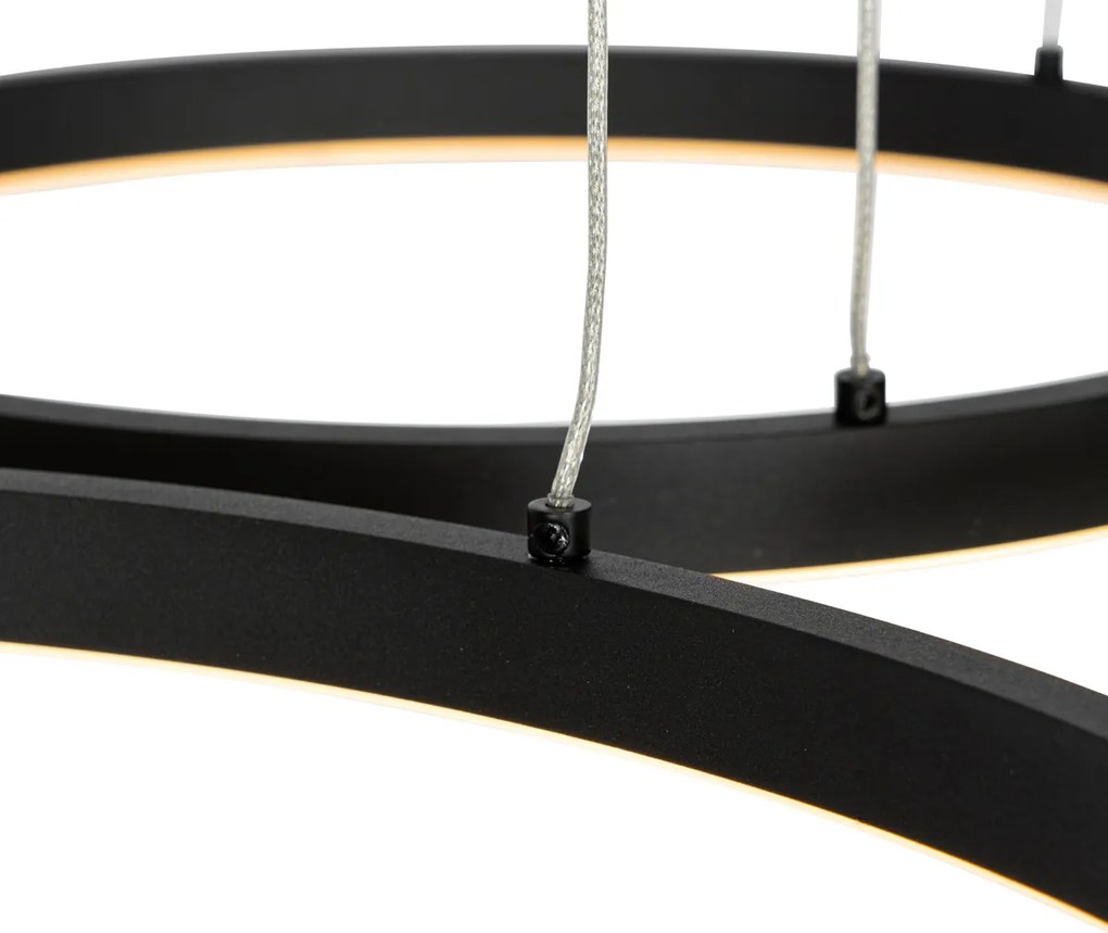 Čierne závesné svietidlo vrátane LED 3-stupňovo stmievateľné 3-svetlo - Anello