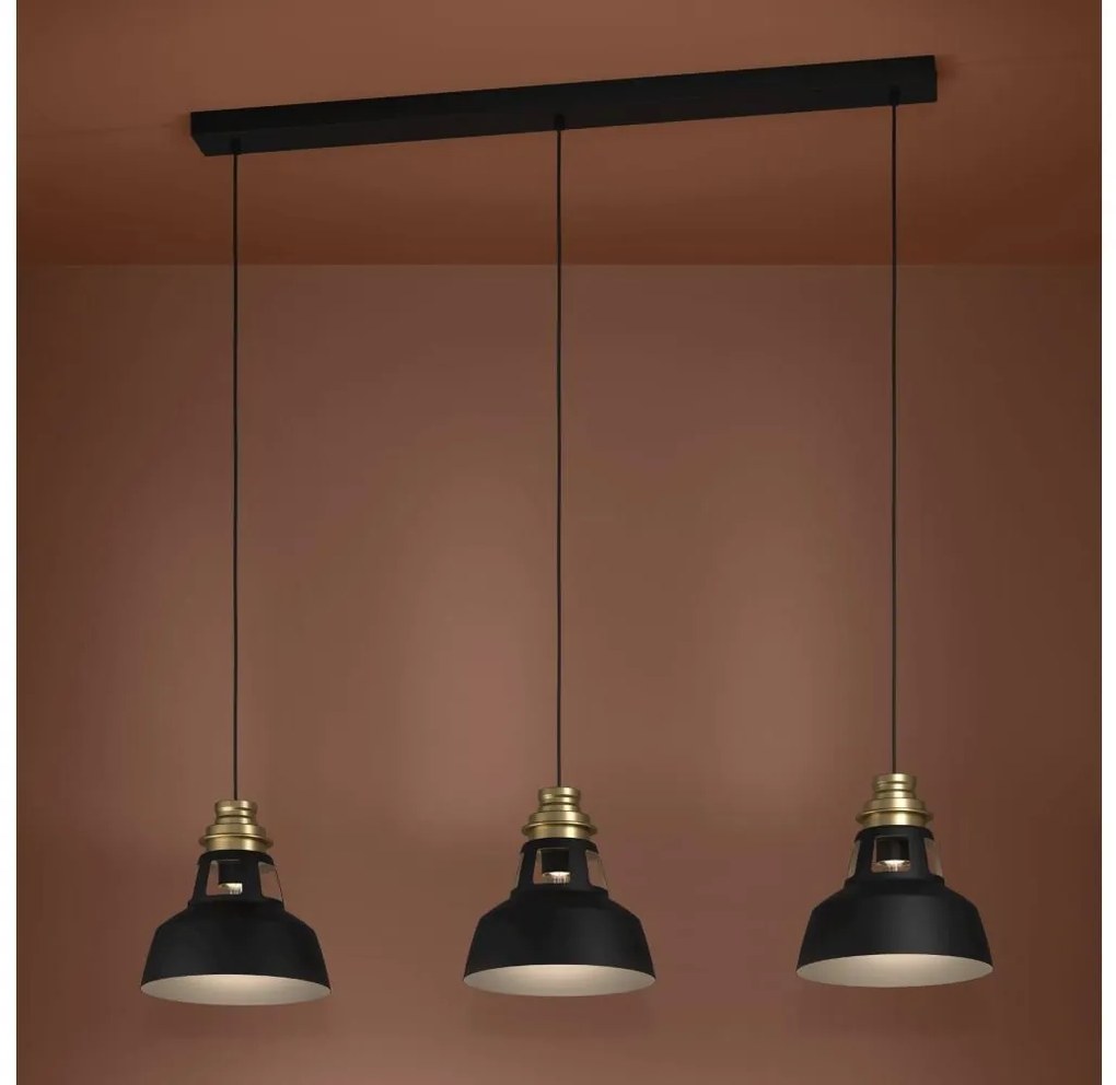 Eglo 390231 - Luster na lanku ESPINARDO 3xE27/40W/230V čierna/zlatá