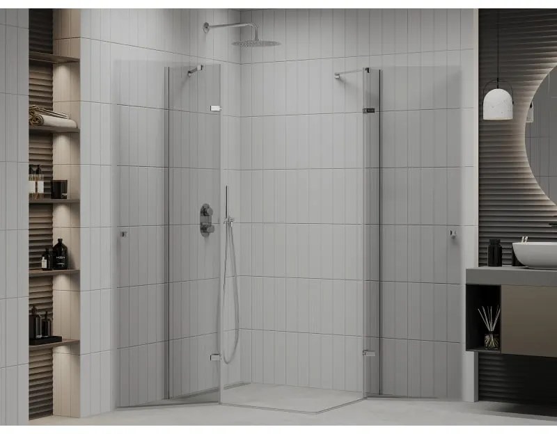 Mexen Roma Duo, sprchovací kút 120 (dvere) x 80 (dvere) cm, 6mm číre sklo, chrómový profil, 854-120-080-02-00