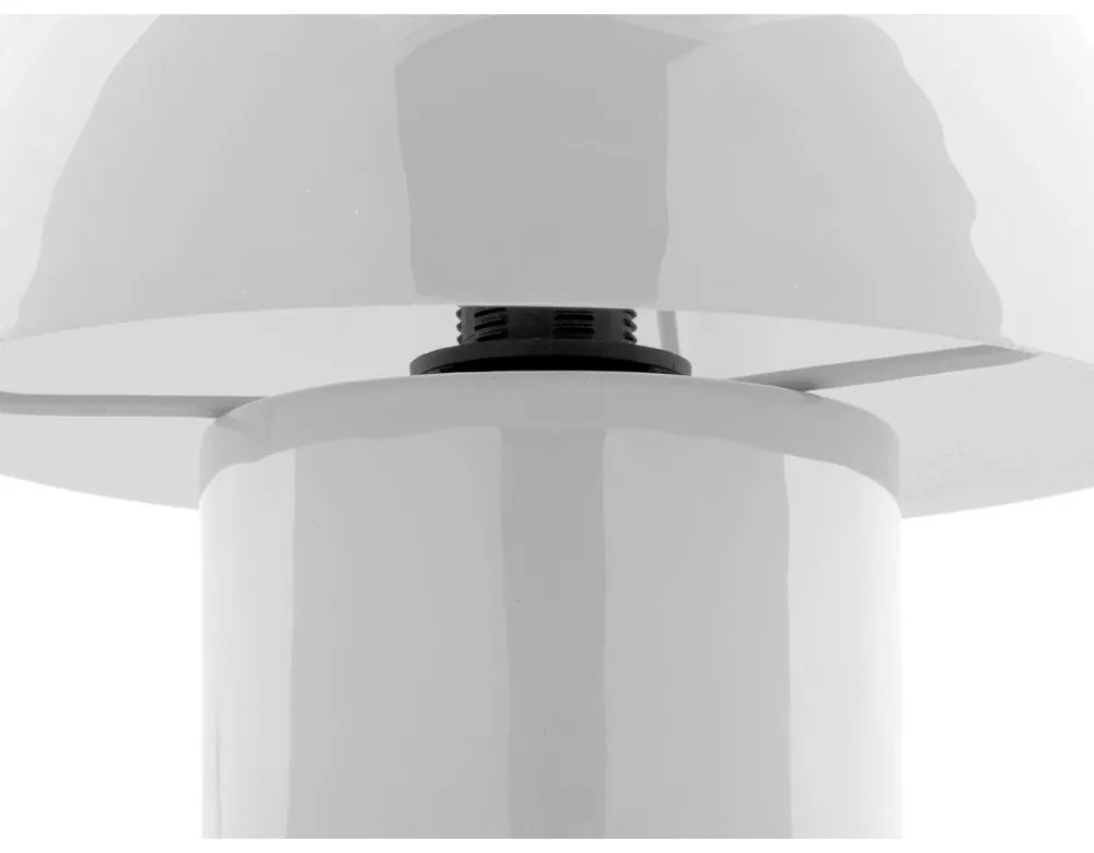 Biela stolová lampa s kovovým tienidlom (výška 20 cm) Fat Mushroom – Leitmotiv