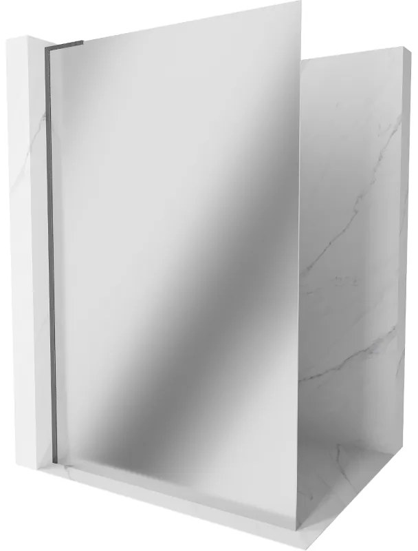Mexen Kioto L, sprchová zástena Walk-In 70 x 200 cm, 8mm sklo vzor zrkadlo, grafitový profil, 800-070-103-66-50