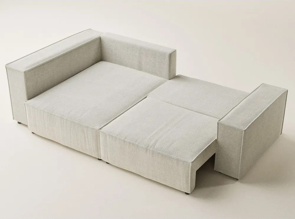 Krémovobiela ženilková rozkladacia/s úložným priestorom rohová pohovka (ľavý roh/do L) Tonga – Maison de Rêve