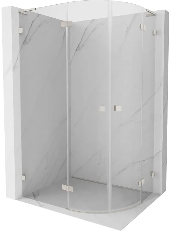 Mexen Lunar, L polkruhový sprchový kút naklápací doľava 100 x 90 cm, 8mm číre sklo, oceľový profil, 833L-100L-090P-97-00