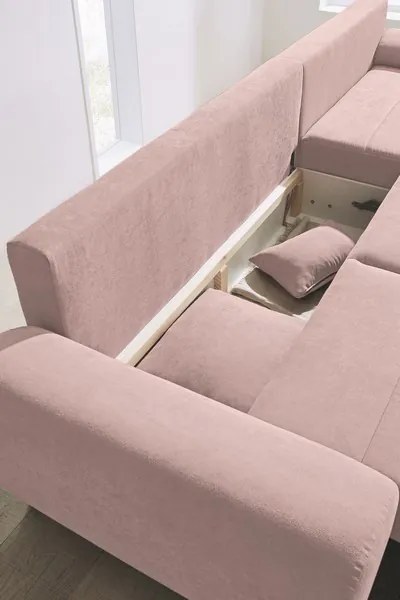 Rohová sedacia súprava Yoko, ružová látka