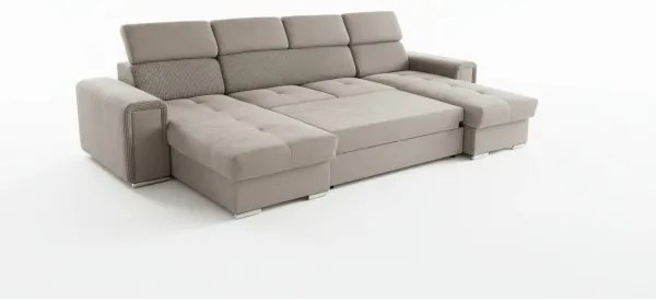 Rozkladacia sedacia súprava s univerzálnym rohom do U s úložným priestorom SALVADA béžová