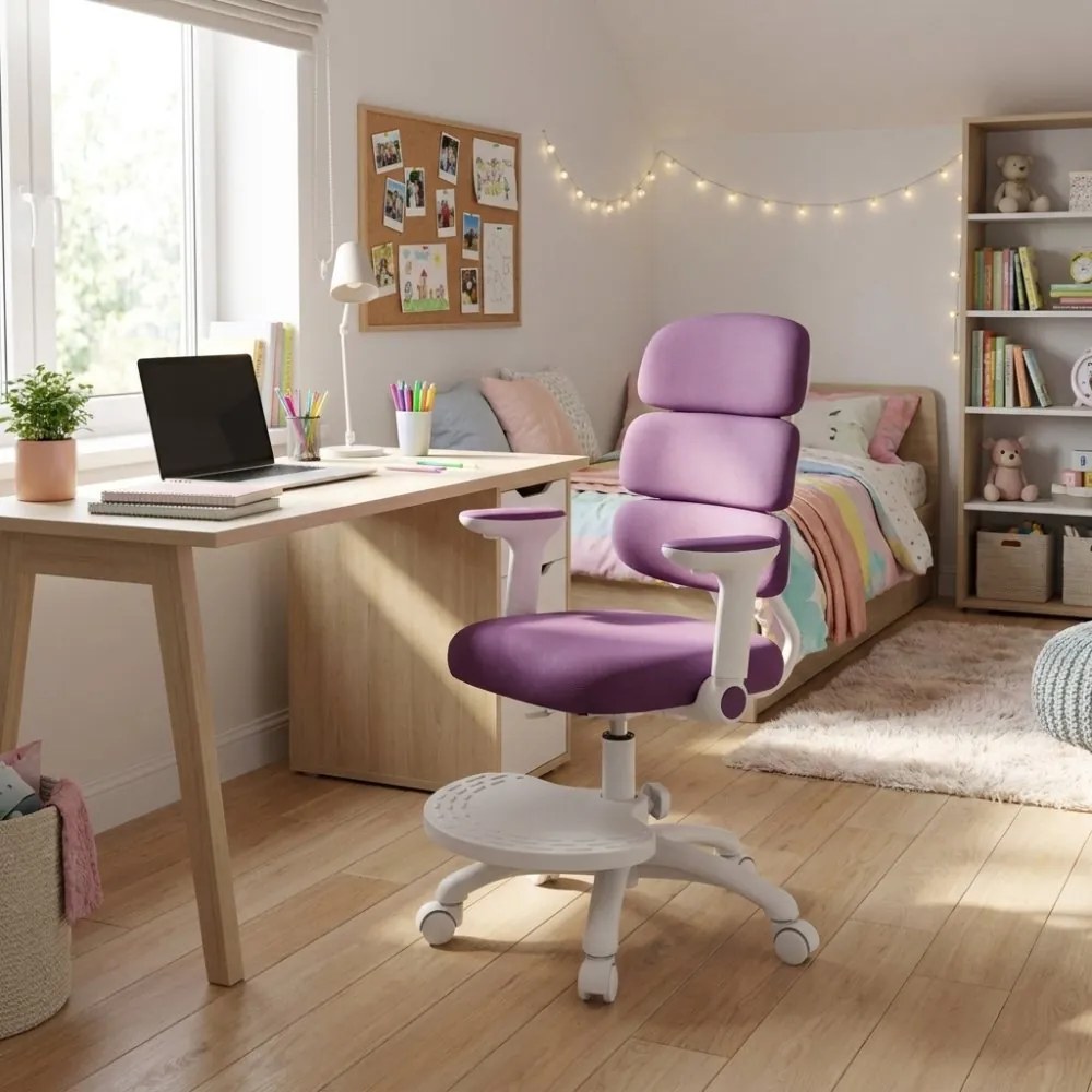 Detská rastúca stolička Neoseat KIDDY THREE — látka, prateľný poťah, fialová