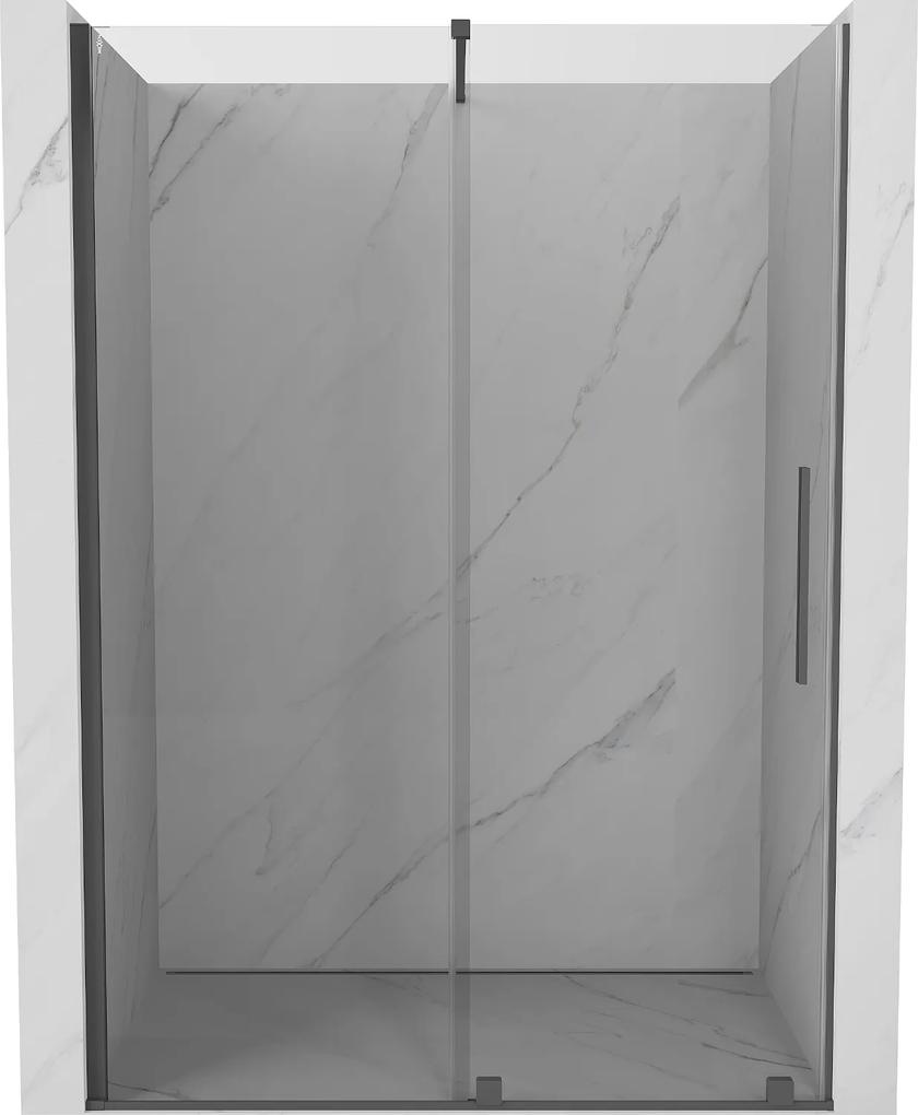 Mexen Velar, posuvné dvere do otvoru 150x200 cm, 8mm číre sklo, grafitová matná, 871-150-000-01-66