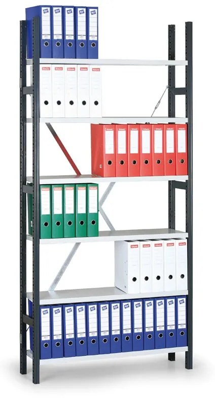 Archivačný regál Variant, 1950 x 1240 x 300 mm, polica pozink, prídavný