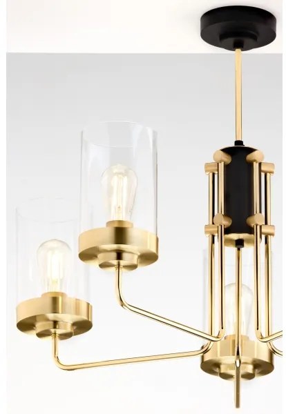 Jupiter 2088 - Luster na tyči RAMIREZ 5xE27/15W/230V zlatá/čierna