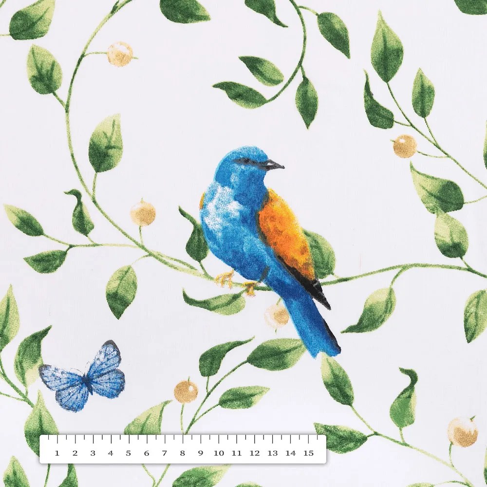 Biante Bavlnené prestieranie na stôl Sandra SA-501 Modré vtáky a vetvičky na bielom 30x40 cm