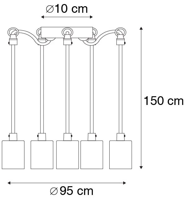 Inteligentné závesné svietidlo čierne s 5 svetlami vrátane Wifi G95 - Cava