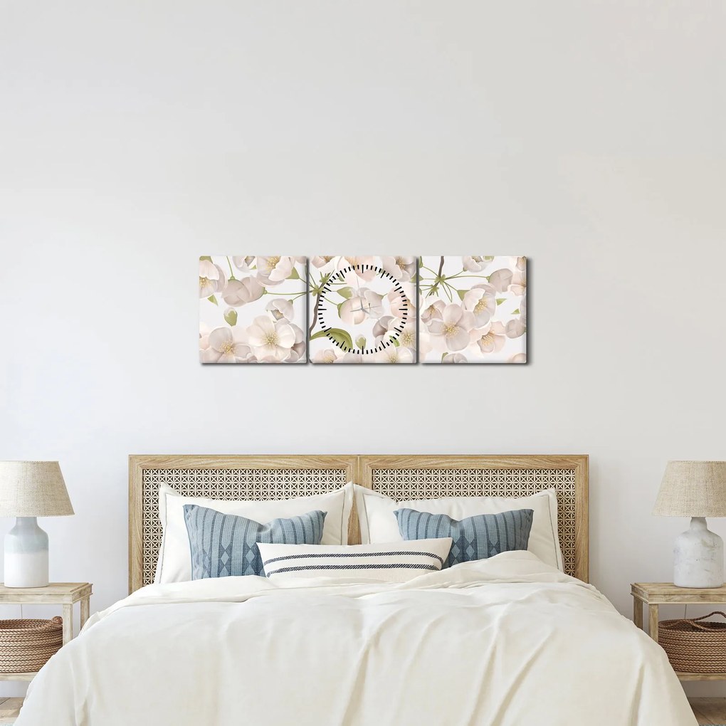 Obraz - Bloom with grace N⁰1 (s hodinami) (90x30 cm)