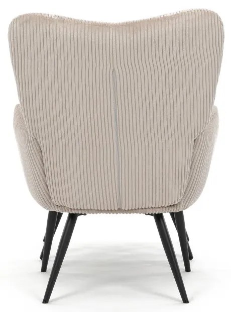 Relaxačné kreslo ušiak s taburetom ROYAL — kov, menčester, béžová