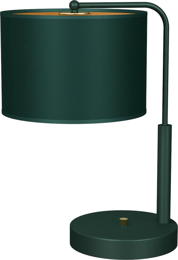 Stolná lampa Verde, 1x zelené textilné tienidlo, gr