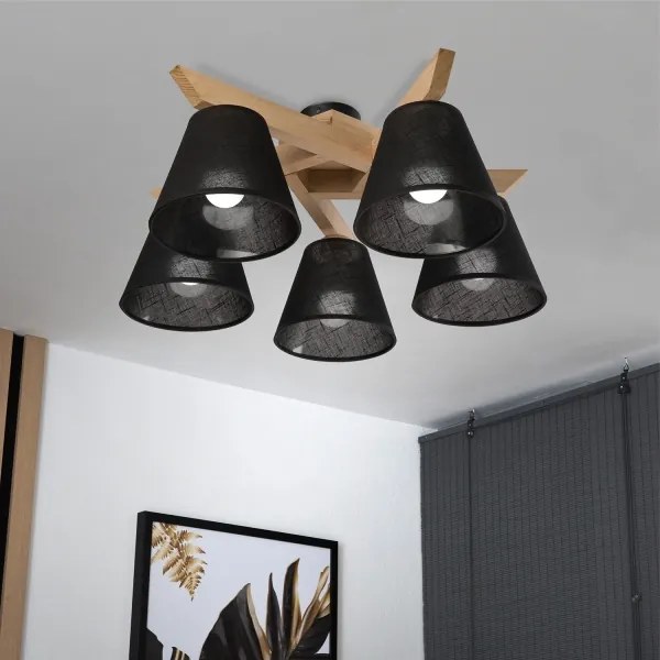 Brilagi - LED  Prisadený luster ANTHONY 5xE14/40W/230V dub/čierna