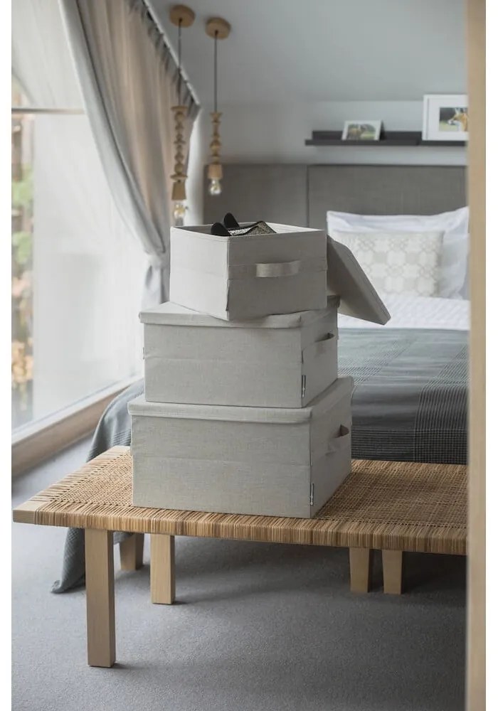 Béžový látkový úložný box s vekom 35x26x19 cm Soft Storage – Bigso