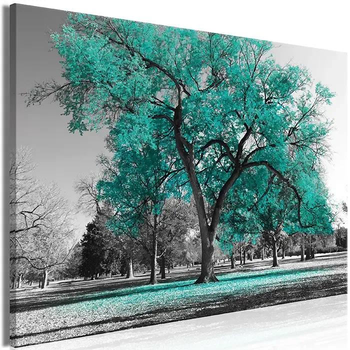 Artgeist Obraz - Autumn in the Park (1 Part) Wide Turquoise Veľkosť: 30x20, Verzia: Na talianskom plátne