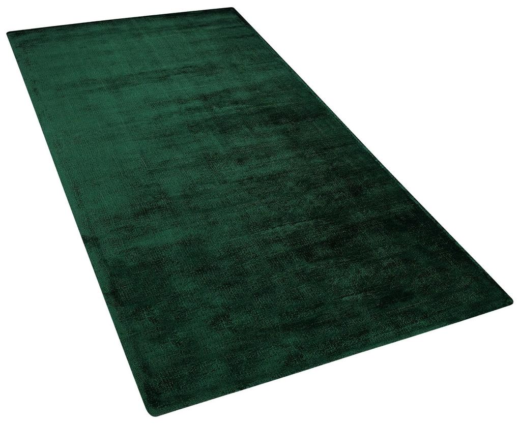 Viskózový koberec 80 x 150 cm tmavozelený GESI II Beliani