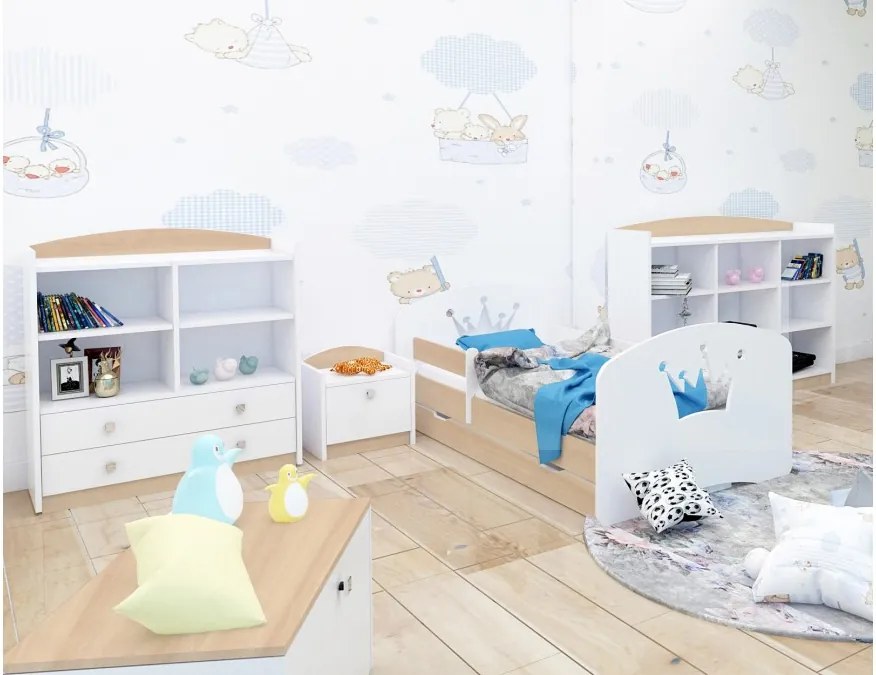 Happy Babies Detská posteľ Happy dizajn/korunka Farba: Hruška / Biela, Prevedenie: L10 / 90 x 200 cm / S úložným priestorom, Obrázok: Korunka