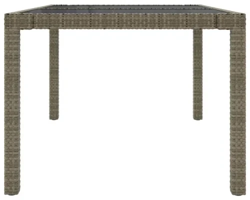 vidaXL Záhradný stôl 150x90x75 cm tvrdené sklo a polyratan sivý-