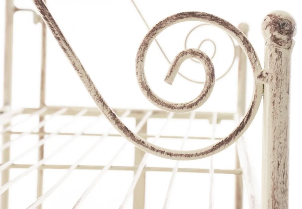 Kovová polica regál Caria - Krémová antik