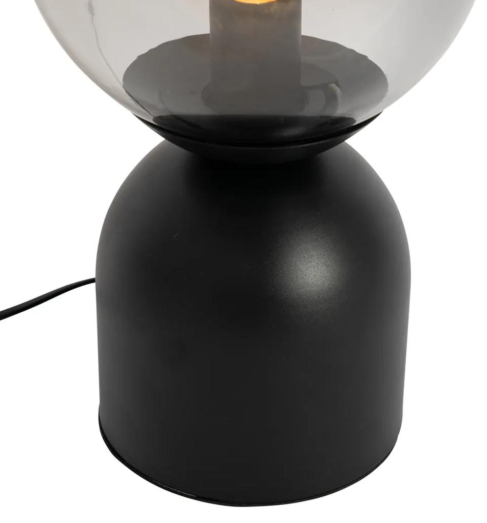 Hotelová elegantná stolná lampa čierna s dymovým sklom - Pallon Trend