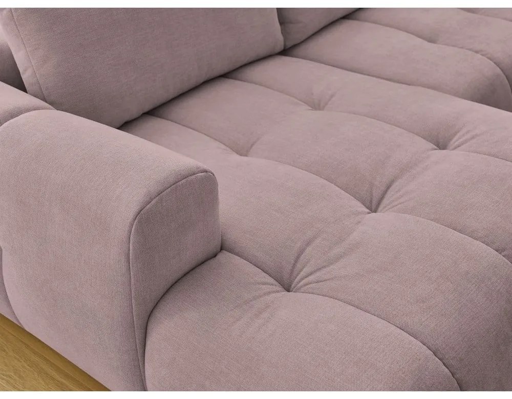 Ružová rozkladacia/s úložným priestorom rohová pohovka (pravý roh/do tvaru "U") Fuji – Bobochic Paris