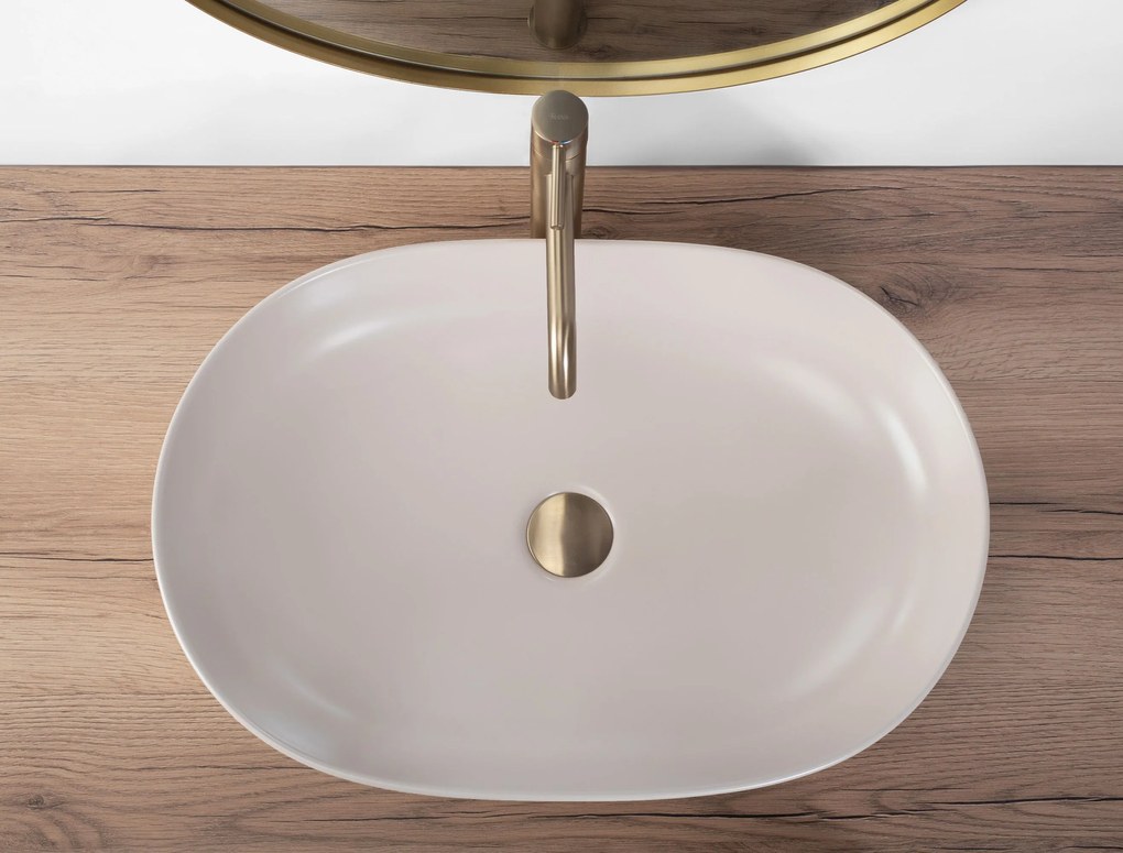 Rea Cleo, umývadlo na dosku 605x410x140 mm, béžová matná, REA-U9655