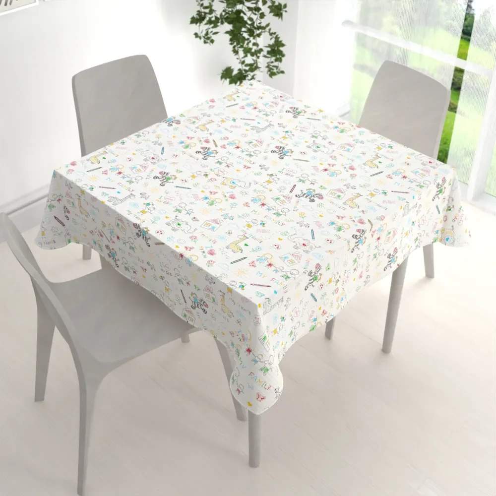Biante Detský bavlnený štvorcový obrus Sandra SA-041 Farebné omaľovánky 140x140 cm