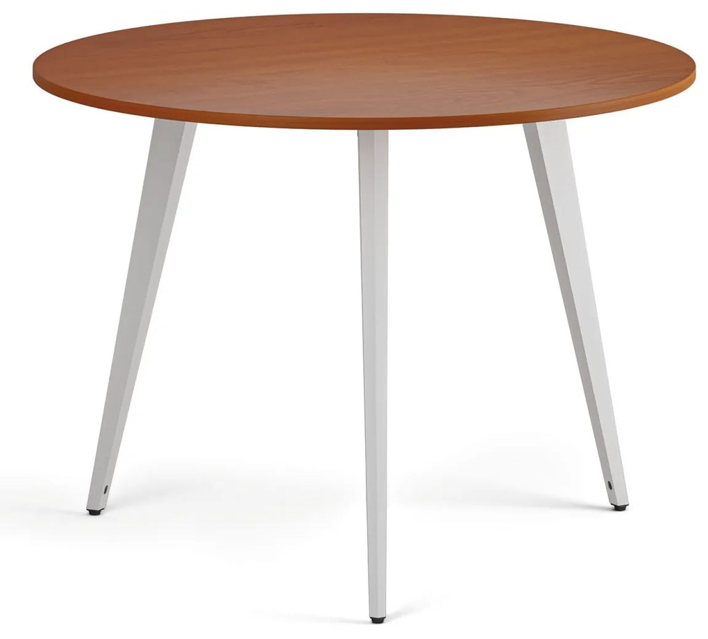 Konferenčný stôl PRIMO VIBE, priemer 100 cm, biela podnož, čerešňa
