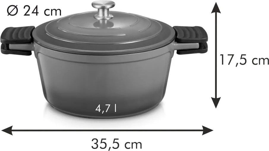 Hrniec s pokrievkou s nepriľnavým povrchom na indukciu 4.7 l Bordeaux - Tescoma
