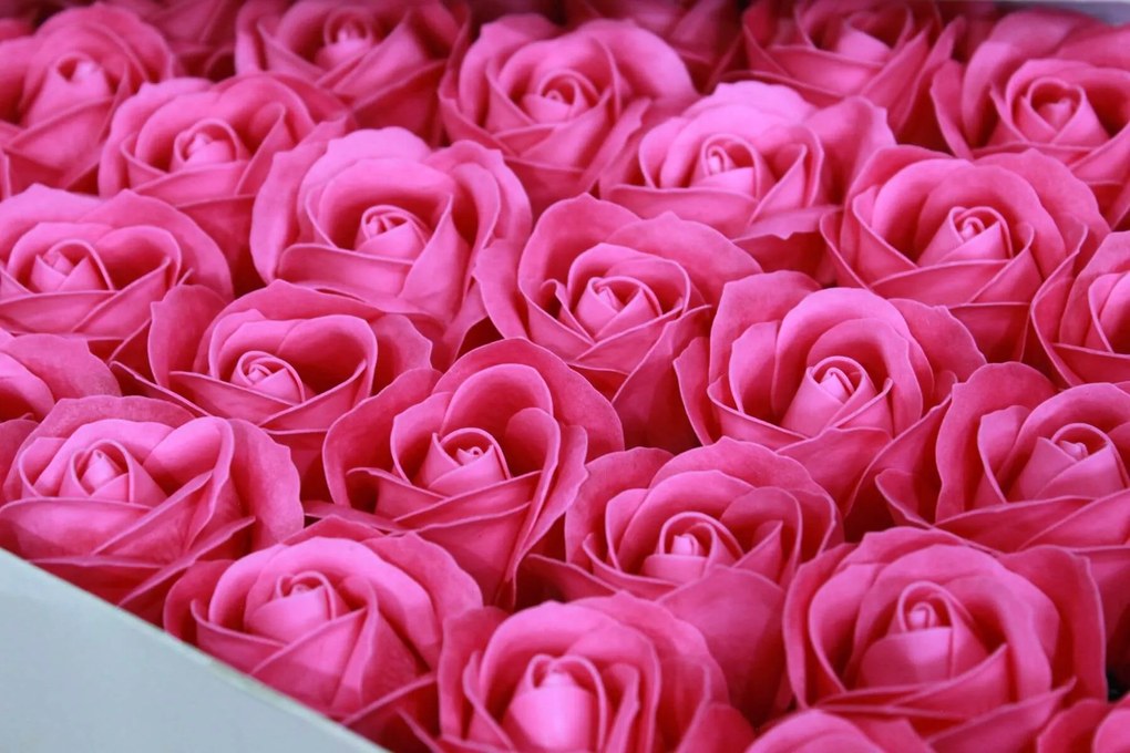 Tmavoružové mydlové ruže 50ks 6cm