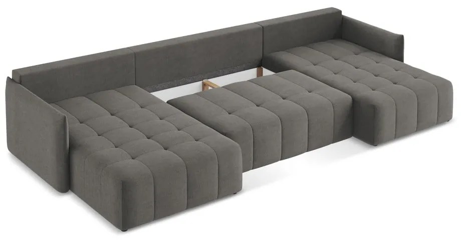 Tmavosivá rozkladacia/s úložným priestorom rohová pohovka (do tvaru "U") Moku – Makamii