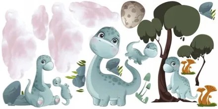 Nálepka na stenu roztomilý dino 100 x 200 cm