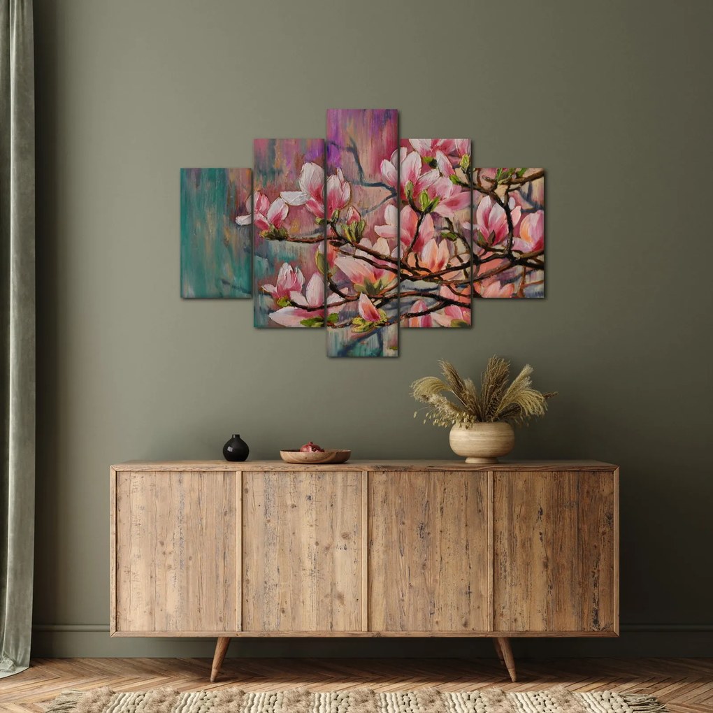 Obraz - Olejomaľba, Rozkvitnutá sakura (150x105 cm)